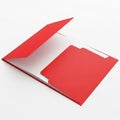 Open Red Folder with White Paper Insert and Tabbed Pocket open folder document Royalty Free Stock Photo