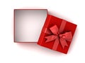 Open red gift box , Red present box with red ribbon bow and empty space in the box isolated on white background Royalty Free Stock Photo