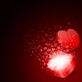 Open red gift present as heart with fly hearts Royalty Free Stock Photo