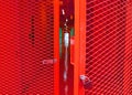 Open Red grating steel door Royalty Free Stock Photo