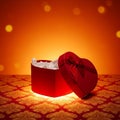 Open Red Heart-Shaped Gift Box Royalty Free Stock Photo