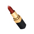 Open red lipstick golden black tube