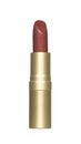 Open red lipstick golden tube isolated