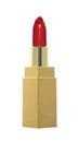 Open red lipstick golden tube