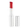 Open red lipstick in a plastic case on a white background. Royalty Free Stock Photo