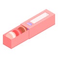 Open red macaroon box icon, isometric style