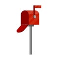 Open Red mailbox. Mail and message. Cartoon flat illustration Royalty Free Stock Photo