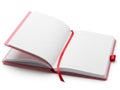 Open red notebook with blank pages Royalty Free Stock Photo