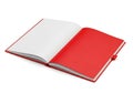 Open red notebook with blank pages isolated on white background Royalty Free Stock Photo