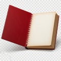 Open red notebook isolated on white background Royalty Free Stock Photo