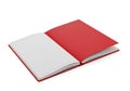 Open red notebook on white background isolated on white background Royalty Free Stock Photo