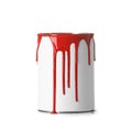 Open red paint can with stains on white Royalty Free Stock Photo