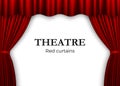 Open red theater curtain. Background for banner or poster. Vector illustration isolated on white background Royalty Free Stock Photo