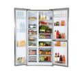 Open refrigerator full of products isolated Royalty Free Stock Photo
