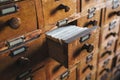 Open vintage file catalog box Royalty Free Stock Photo