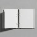 Open ring binder on a smooth, light gray surface. The binder contains clean, unmarke Royalty Free Stock Photo