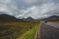 Open road in Glencoe, Scotland. Scottish Highlands. Royalty Free Stock Photo