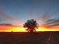 Open road at sunset