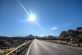 Open road to the volcano Teide. Winding mountain road in beautiful landscape. Tenerife, Canary Islands Royalty Free Stock Photo