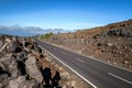 Open road to the volcano Teide. Winding mountain road in beautiful landscape. Tenerife, Canary Islands Royalty Free Stock Photo