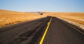 Open Road Two Lane Highway Oregon Landscape Harvested Farmland