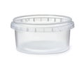 Open round plastic disposable food container