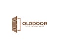 Open rustic door logo template. House door vector design