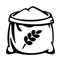 Open sack bagful flour ears wheat icon illustration