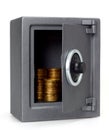 Open safe with coins