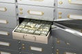 Open the safe with the dolars. Royalty Free Stock Photo
