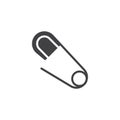 Open safety pin vector icon