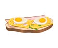 Open Sandwich with Boiled Egg and Sliced Bacon Isolated on White Background Vector Illustration Royalty Free Stock Photo