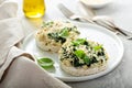 Open sandwiches with spinach and crab meat