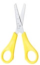 Open school scissors with yellow handles isolated Royalty Free Stock Photo