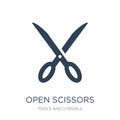 open scissors icon in trendy design style. open scissors icon isolated on white background. open scissors vector icon simple and