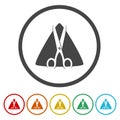 Open Scissors logo icon. Set icons in color circle buttons Royalty Free Stock Photo