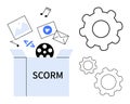 SCORM Package Concept with Multimedia Elements and Gears Representing eLearning Integration Royalty Free Stock Photo