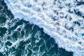 Open sea from aerial top view. Blue water frothy indonesia ocean surface with big wave Royalty Free Stock Photo