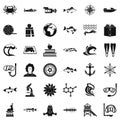 Open sea icons set, simple style Royalty Free Stock Photo