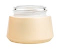 Open shiny glass jar for cosmetic cream isolated