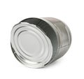 Open shiny tin can isolated