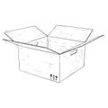 Open shipping box. Hand drawn sketch Royalty Free Stock Photo