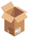 Open shipping package icon. Isometric cardboard box Royalty Free Stock Photo