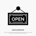 Open, Shop, Board Solid Black Glyph Icon