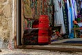 An open shop on Daniel Street Arab market on a rainy day near the Yafo Gate in the old city of Jerusalem, in Israel