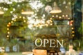 Open sign board at coffee shop. Royalty Free Stock Photo