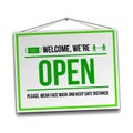 Open sign on the front door - welcome back. Royalty Free Stock Photo
