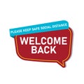 Open sign on the front door - welcome back We are working again. Keep social distance. Vector Eps 10 Royalty Free Stock Photo