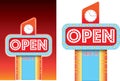 Open sign for roadside retro vintage diner style advertising Royalty Free Stock Photo