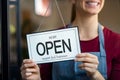 Open sign in a small business shop Royalty Free Stock Photo